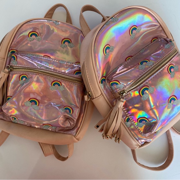 Rainbow Glitter Iridescent Pink Kids Backpacks - Picture 2 of 8